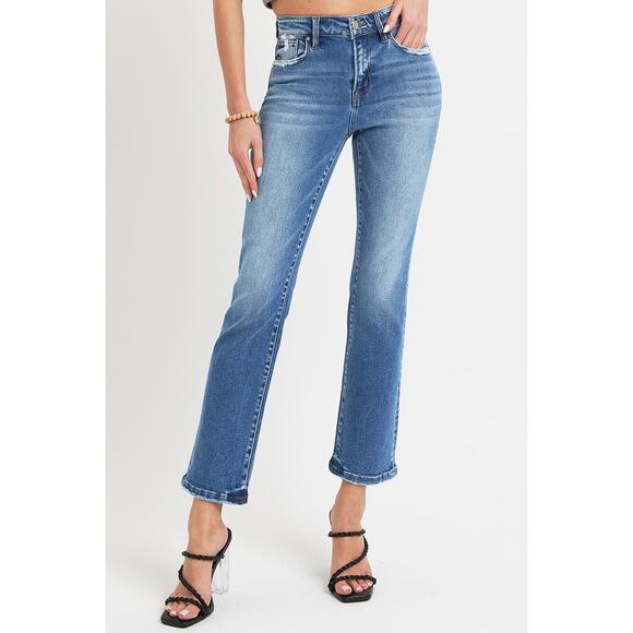 RISEN Mid Rise Ankle Straight Jeans with Pockets - RDP5320RT - Size 7/28 - Picture 3 of 6